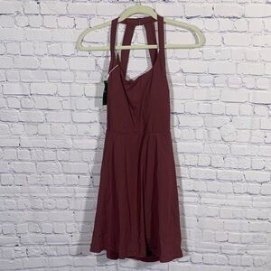 Halara Women SoftlyZero Plush Dance Mini Dress Easy Peezy Edition Burgundy L NWT